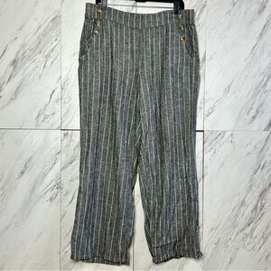 Zac & Rachel Pinstripe Loose Wide Chefs Bakers Linen Trouser Pants SZ XL